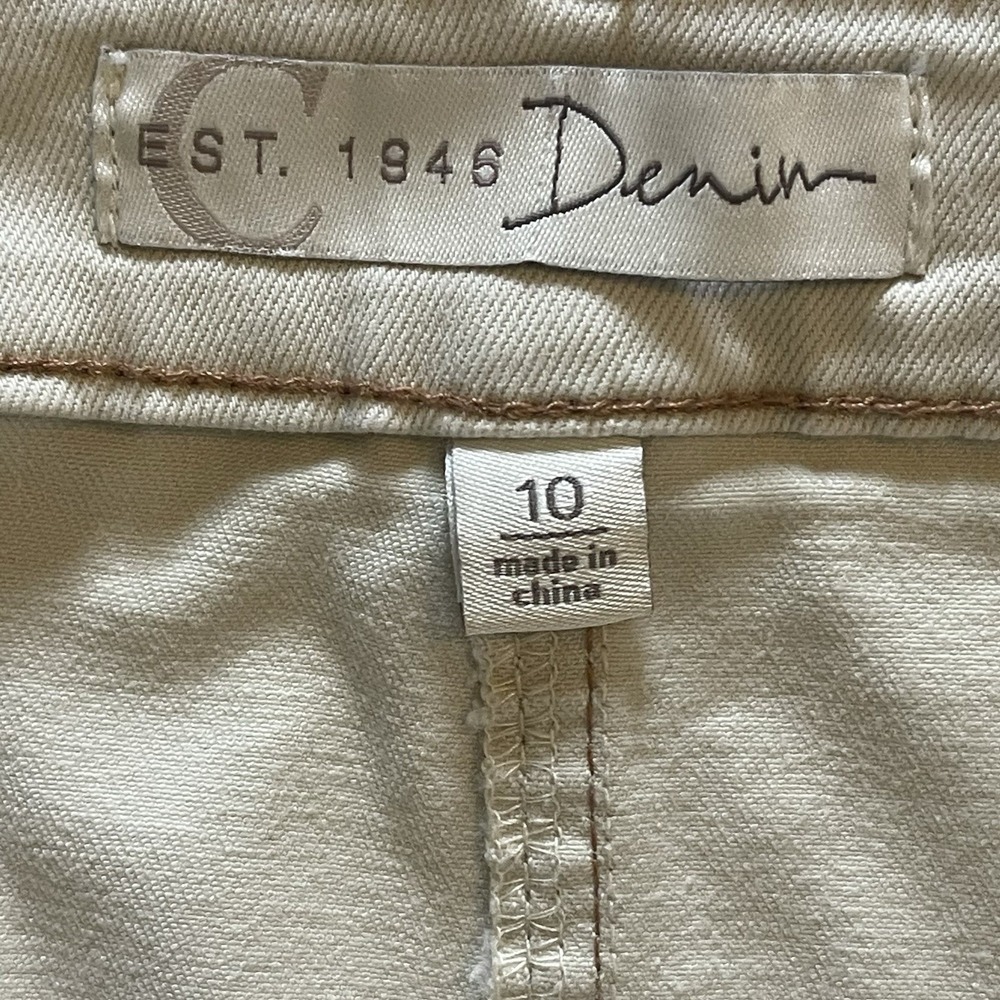 Y2K EST 1946 Denim Khaki/Tan Cotton Blend Women's Size 10 Straight Skirt - Picture 4 of 8
